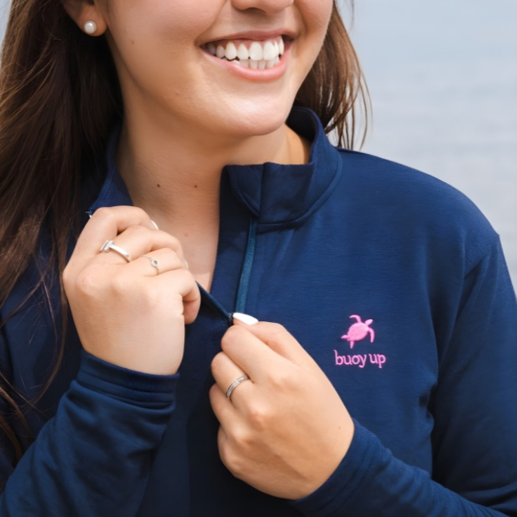 Women's Bamboo Performance Quarter-Zip Pullover,Navy – Buoy Up Styles
