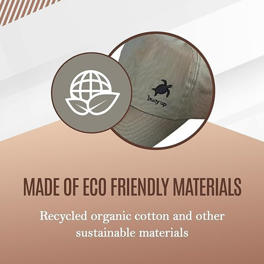 Buoy Up Recycled Cotton Baseball Cap - Unstructured, Machine Washable Regular Fit Plain Baseball Hat with Buckle Closure - Sustainable Casual Fashion Sports Hat for Men & Women(Olive Green)