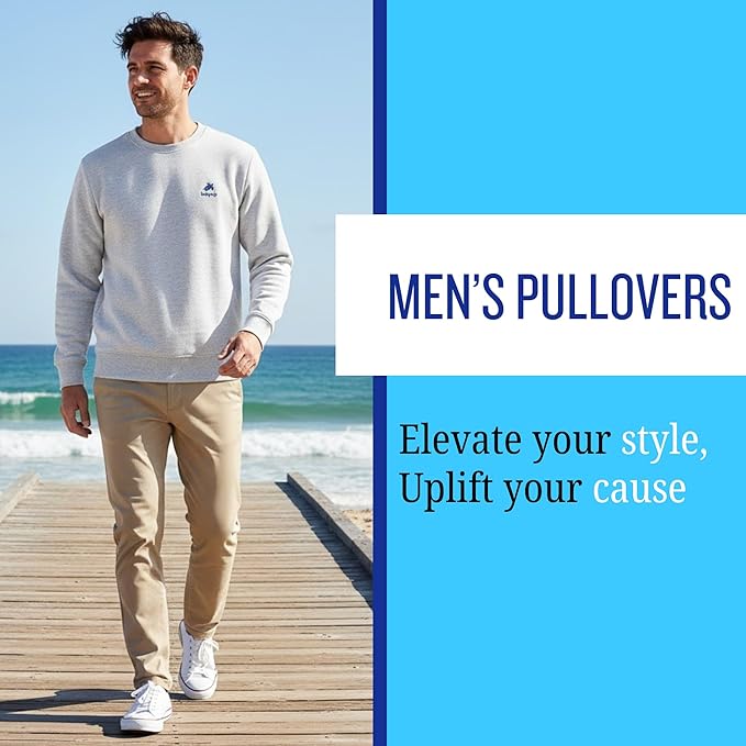 Heather Grey Pullover Men’s Sweatshirt Organic Cotton 80% Polyester 20%