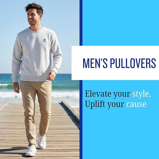 Heather Grey Pullover Men’s Sweatshirt Organic Cotton 80% Polyester 20%