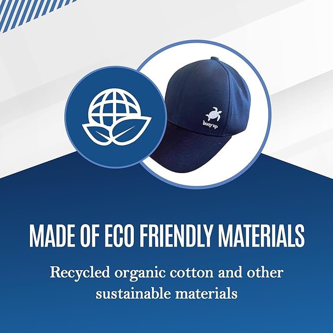 Buoy Up Recycled Cotton Baseball Cap - Structured, Machine Washable Regular Fit Plain Baseball Hat with Buckle Closure - Sustainable Casual Fashion Sports Hat for Men & Women(Navy Blue)