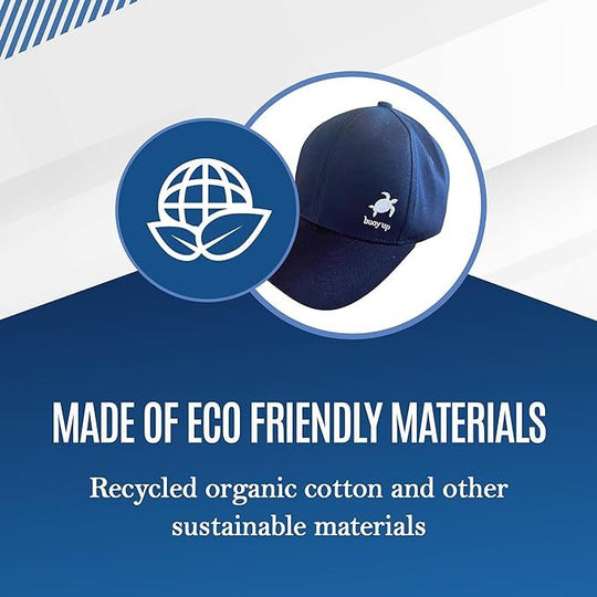 Buoy Up Recycled Cotton Baseball Cap - Structured, Machine Washable Regular Fit Plain Baseball Hat with Buckle Closure - Sustainable Casual Fashion Sports Hat for Men & Women(Navy Blue)