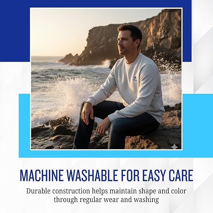 Heather Grey Pullover Men’s Sweatshirt Organic Cotton 80% Polyester 20%