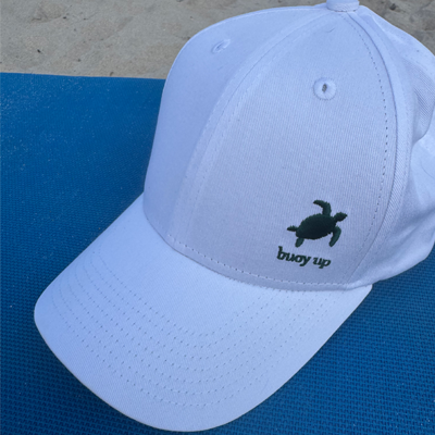 Buoy Up Recycled Cotton Baseball Cap - Structured, Machine Washable Regular Fit Plain Baseball Hat with Buckle Closure - Sustainable Casual Fashion Sports Hat for Men & Women(White)