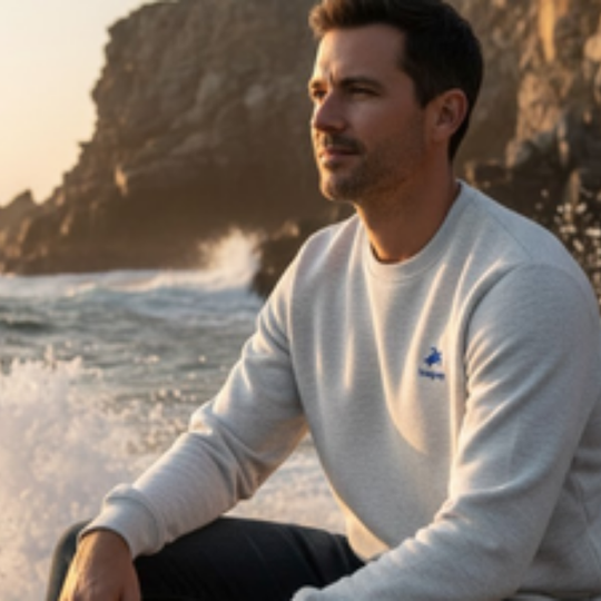 Heather Grey Pullover Men’s Sweatshirt Organic Cotton 80% Polyester 20%
