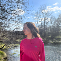 Women's Long Sleeve T-Shirt, Athletic Performance Moisture Wicking Workout and Casual Top, Eco-Friendly Recycled Polyester - UPF 50+ Protection , Wild Strawberry