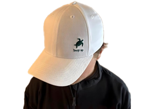Buoy Up Recycled Cotton Adjustable Baseball Cap - Structured, Machine Washable Regular Fit Plain Baseball Hat with Buckle Closure - Sustainable Casual Fashion Sports Hat for Men & Women(White)